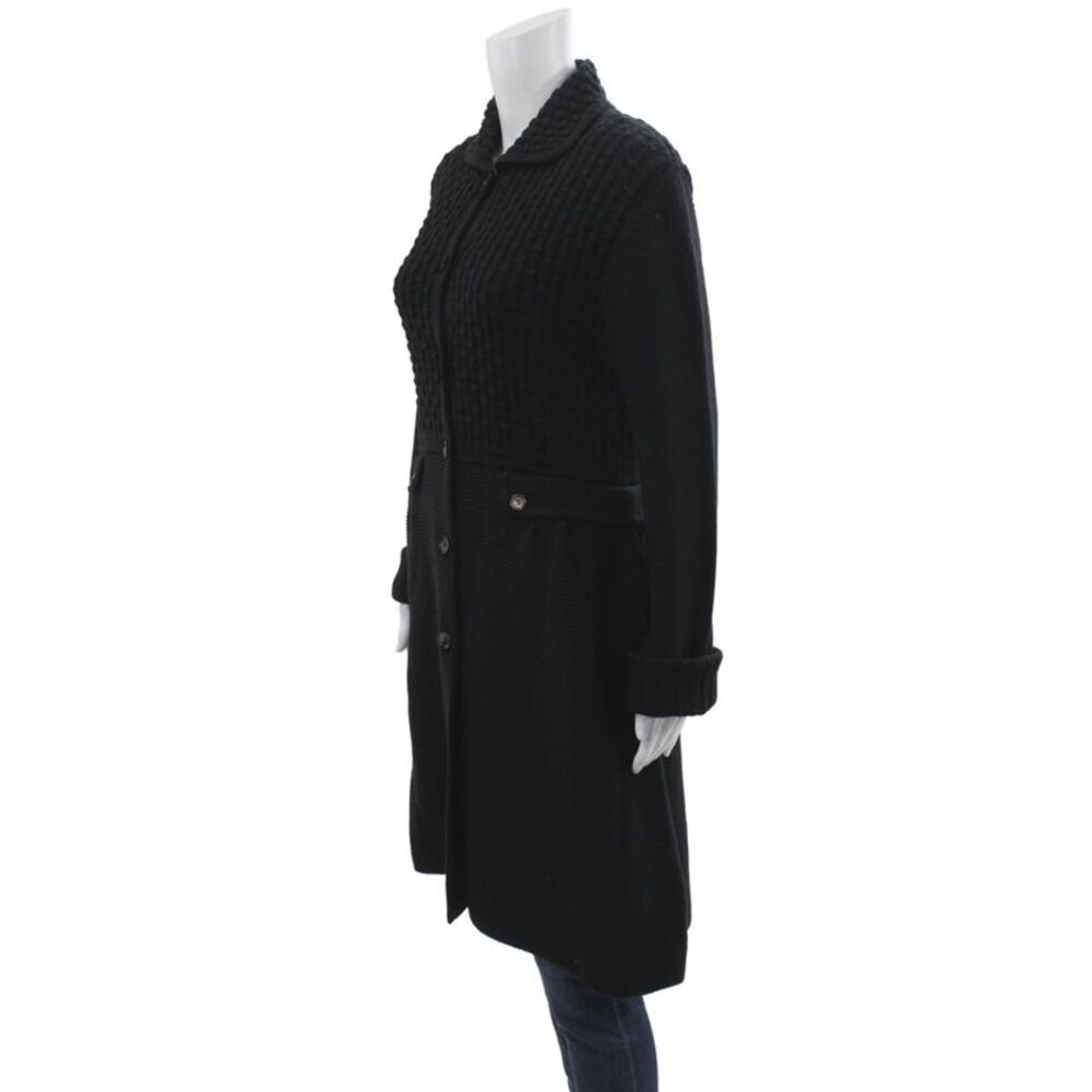 Piazza Sempione Women Overcoat Black Button Long Sleeve Size 46